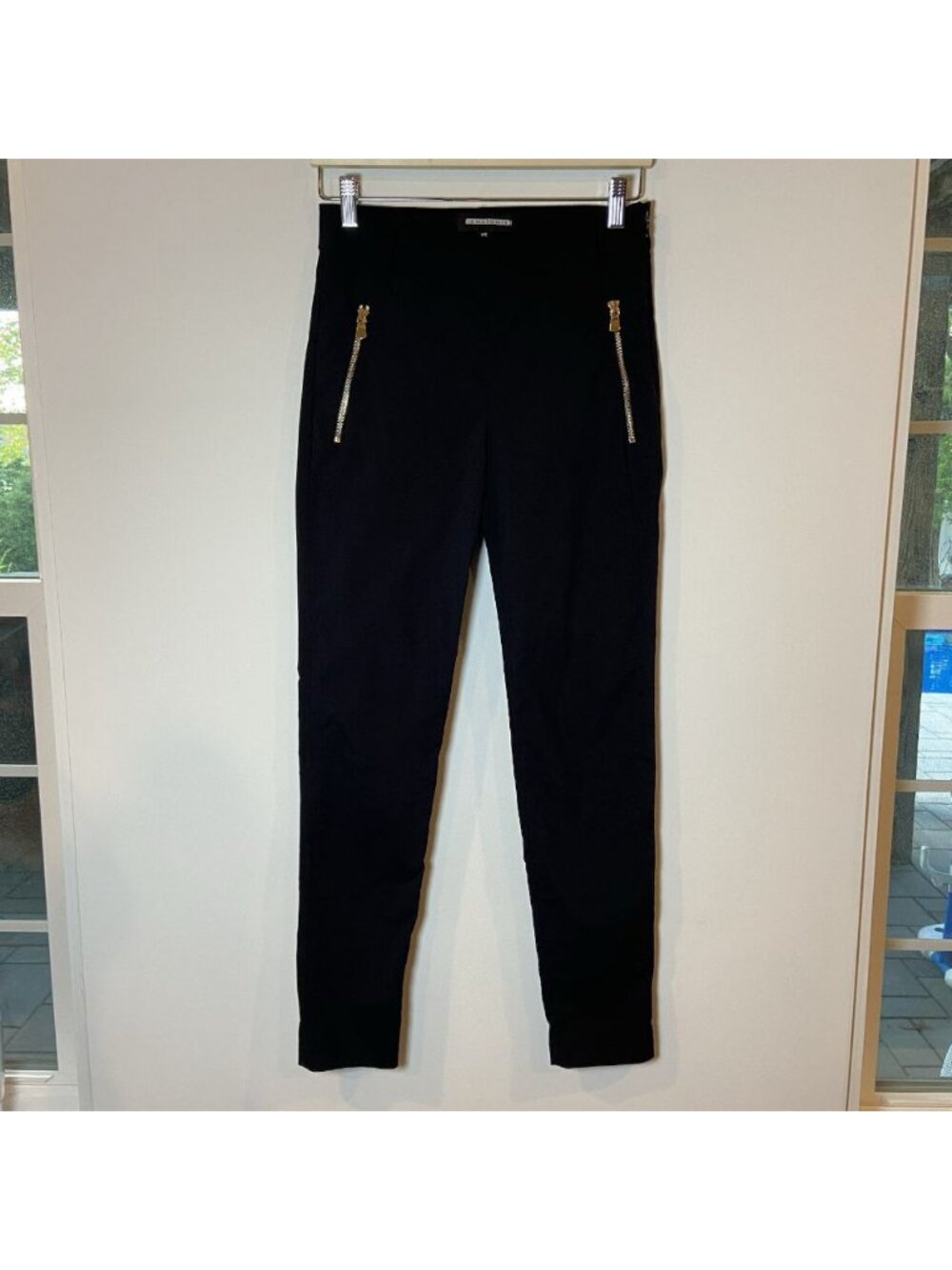 Anatomie Pants Skinny Stretch Side Zip Gold Zipper Black XS